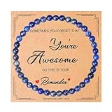 QINJIEJIE 4mm Naturstein Armband aus Echten Edelsteinen Heilstein Lapislazuli Armband für Damen und Herren, Stretch Perlenarmband Elegantes Geschenk für Yoga, Meditation und Alltag