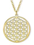 VIASOUL® Halskette Blume des Lebens I Lebensblume Kette für Damen I Flower of Life Anhänger I Mit 585er Gold überzogen I Die Original Blumen Kette (Gold)