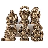 Lachineuse - Set von 6 lachenden Buddha-Statuetten - Kleine Buddha-Figuren - Gesundheit, Reichtum, Weisheit, Glück - Feng Shui Glücksbringer Wohnungsdekoration - Geschenkidee Zen-Deko Asien