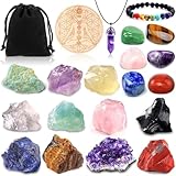 Purpledi Chakra-Stein-Set, Kristalle Heilsteine Set, 21PCS Chakra Steine Set, Edelsteine Set, Heilkristalle, für Kristalltherapie, Meditation, Edelsteine Heilsteine, Healing Crystals, Chakra Steine