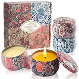 Auralome Duftkerzen Geschenkset Duft Kerzen Set - Geschenke Kerze Geschenk Kerzenset Weihnachten Klein Weihnachtsgeschenke Kerzen in Dosen Mit Deckel für Frauen Damen Kollegen Verschenken 4 Stück