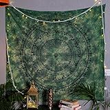 Craft Trade Mandala Grün Wandteppich Indische Wandtuch Tapestry Wandbehang Boho Wandteppiche für Heimdeko Wohnzimmer und Schlafzimmer - 76 x 102 cm