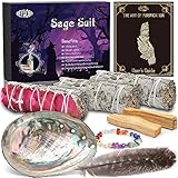 BEYAOBN Räucherset, 3 Bündel Salbei räuchern,Weisser Salbei zum Räuchern,Palo Santo Abalone-Muschel 12cm, Feder Räucher Set,Raucherbündel,Beseitigt Negative Energien,Fördert die Meditation Rituale