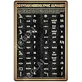 NEGLAI Ägyptisches Hieroglyphen-Alphabet, Wissen, Metallschilder, Poster, Vintage-Dekorationen, Wandkunst, Dekor, 20,3 x 30,5 cm