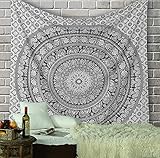 RAJRANG Mandala Wandtuch - dekorative Strandtuch Hippie Tapisserie Elefant Wurf Tapisserie - 230 x 213 cm - Grau