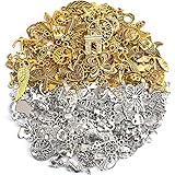 SANNIX 200 Stück große Charms zur Schmuckherstellung, tibetisches Antik-Silber, Gold, Charm-Anhänger für DIY-Armbänder, Halsketten, Kunsthandwerk