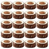 Lawei 20 Stück Teelichthalter aus Holz Kerzenhalter Personalisierte Votivkerzenhalter Holz Timber Pile für Hochzeit, Party, Geburtstag, Halloween, Dekoration