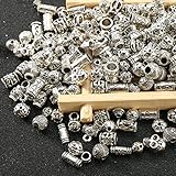 HERZWILD Zwischenperlen 200g Metallperlen für Armbänder silber Tibetischen Spacer Perlen zum Basteln Bastelperlen Set mit Loch zum Auffädeln Schmuckzubehör (silber-B)