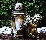 Grablaterne Grablampe Grableuchte Engel Bronze Grabschmuck Kerze Herzengel Schutzengel Grablicht Grabkerze Laterne Grabdekoration Liebe Herz Friedhof Garten
