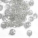 LYQNIHOB runden Lebensbaum-Anhängern, 20 Charms Baum des Lebens: Antiksilberne Metallanhänger (20x24mm) für DIY Halsketten, Armbänder und Fußketten in lebendigem Baum-des-Lebens-Design