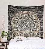 raajsee Indisch Wandteppich Mandala schwarzes Gold, Boho WandDeko, Aesthetic Room Décor, Wandtuch Mandala, Wandbehang Psychedelic 208X210 CM