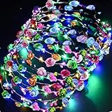 PTHTECHUS 12 PC LED Blumen Kranz Stirnband - Kronen Blumengirlande Boho Floral Head Crown für Hochzeit, Festival und Party, Kopfschmuck mit Dekor (FKH-12)