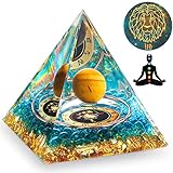 HuiJuKeJi Orgonit Pyramide Leo Heilstein Sternzeichen Geschenke – 12 Constellation & Tigerauge Stein Kristall pyramide für Astrologie Energie heilung Reiki Chakra Spirituelle deko 6cm – Löwe