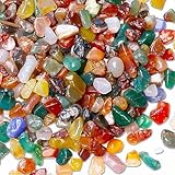 Sahoottie 250g Mehrfarbig Achat Trommelsteine 7-9 mm Kleine Achat Steine Kristall Chips Mehrfarbig Achat Deko Edelsteine Bunte Heilsteine Kleine Edelsteine für Heilung Dekoration