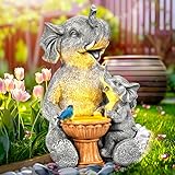 GIGALUMI Solar Garten Statuen Liebender Elefant Figur Lichter für draußen, Hof, Garten Dekor Einzigartige Housewarming Geschenke für Mama, Frauen