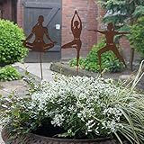 Storm's Gartenzaubereien Yoga Figuren Dekoration - Gartenstecker 3er Set 30cm in Rostoptik für Balkon oder Terrasse