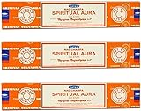 Satya Nag Champa Spirituelle Aura, 100 % natürliche Räucherstäbchen, 3 Packungen, handgefertigte Räucherstäbchen, für Stressabbau, spirituelle Dekoration, Verwischen und Meditation
