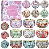 Duftkerzen Set für Frauen, Weihnachts Geschenk, 9 Stück Dufted Kerzen mit Deckel,180 Std,100% Soja-Wachs, Tragbare Reise Zinnkerzen für Stressabbau, Geburtstag Gift für Familie
