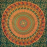 MOMOMUS Wandteppich Mandala - 100% Baumwolle, Bunt, Orientalische Designs - Ideal als Wandtuch Mandala, Indischer Wandbehang aus Stoff und Wandteppich Boho - Grün, 210x230 cm