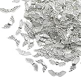DAHI ca.200pcs Engelsflügel Basteln Set Flügel Spacer Perlen Flügel Perlen Metall Perlenkappen Perlenengel zum Basteln Zubehör mit Karabiner Verschluss