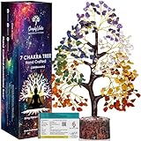 Simply Vedic 7 Chakra Kristallbaum des Lebens| für Positive Energie, Glück, Chakra-Aktivierung| Natürlicher Heiledelstein-Geldbaum Feng Shui, spirituelles Geschenk, Heimdekoration