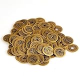 Amazleer 50 Stück Farbe Bronze Chinesische Münzen, Chinesische Glücksmünzen, Dünn Feng Shui Münzen, Chinesische Glücksbringer Symbolisiert Glück, Gesundheit, Und Reichtum (OneSize)