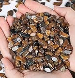 Sahoottie Tigerauge Trommelsteine Mini Tigerauge Steine 7-9 mm Kristall Chips Tigerauge Deko Edelsteine Braune Heilsteine Kleine Edelsteine für Heilung Aquarium Dekoration 250g