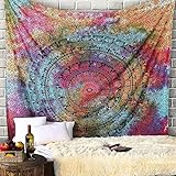 Craft Trade Mandala Mehrfarbig Wandteppich Indische Wandtuch Tapestry Wandbehang Boho Wandteppiche für Heimdeko Wohnzimmer und Schlafzimmer - 76 x 102 cm