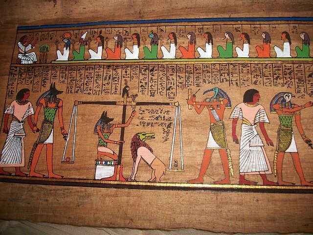 Ägyptische Mythologie. Ein Wandbild.