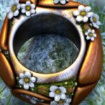 Verstellbarer Wikinger Ring Boho Blumen