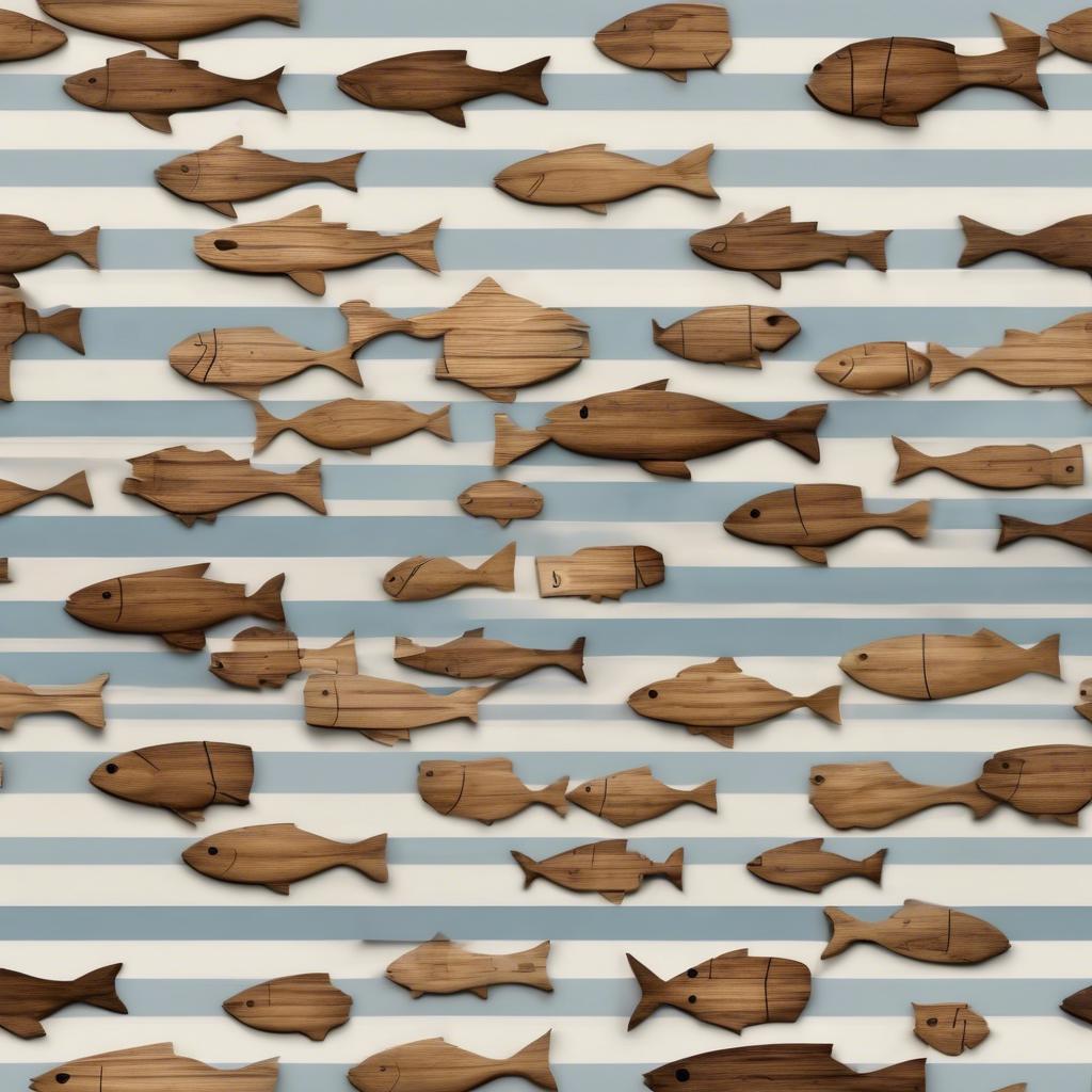 Entdecke die besondere Schönheit der Statue aus Holz Fisch auf Standard gestreift
