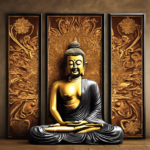 Entdecke das Buddha-Triptychon klein: Ein Fenster zur inneren Ruhe