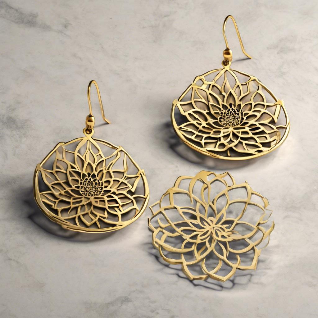 Entdecke die Eleganz der Ohrringe Lotus Mandala Messing Goldfarben: Ein Schmuckstück für jeden Anlass